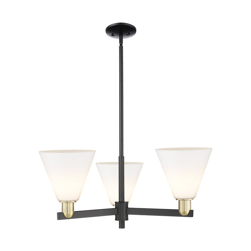 Innovations Berkshire Glass 30in 3-Light Pendant | Industrial Black Antique Brass Steel and Matte White Glass | Kitchen Island | Model 716-3CR-BAB-GBC-81