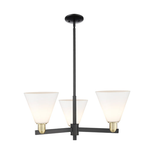 Innovations Berkshire Glass 30in 3-Light Pendant | Industrial Black Antique Brass Steel and Matte White Glass | Kitchen Island | Model 716-3CR-BAB-GBC-81