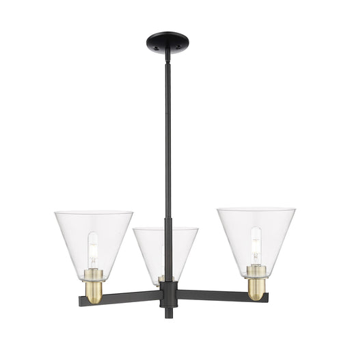 Innovations Berkshire Glass 30in 3-Light Pendant | Industrial Black Antique Brass and Clear Glass | Kitchen Island & Dining | Model 716-3CR-BAB-GBC-82
