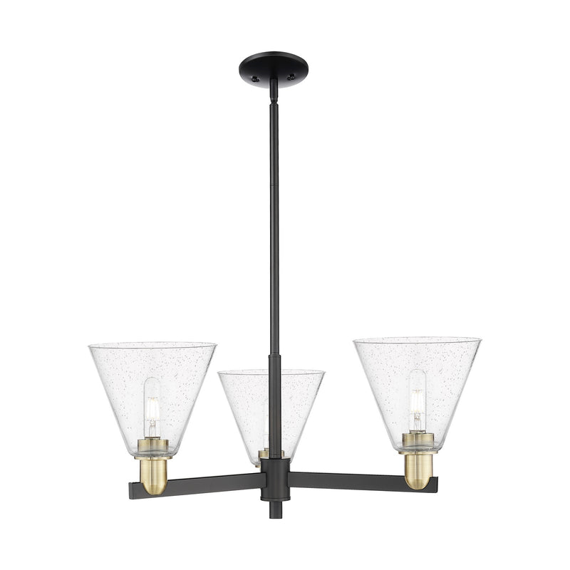 Innovations Berkshire Glass 30in 3-Light Pendant | Industrial Black Antique Brass Steel and Seedy Glass | Kitchen Island & | Model 716-3CR-BAB-GBC-84