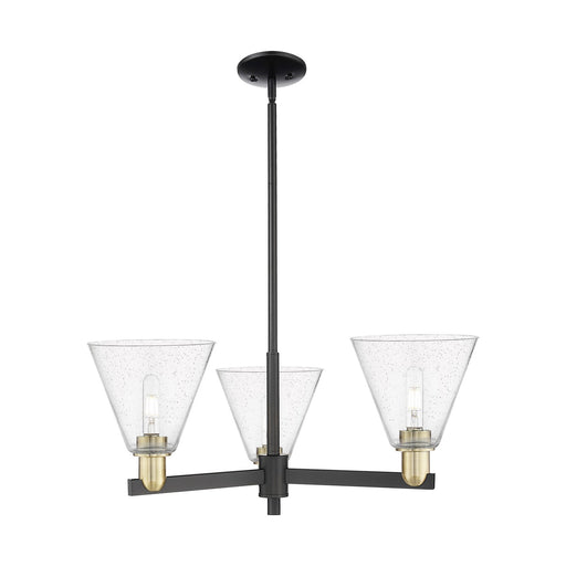 Innovations Berkshire Glass 30in 3-Light Pendant | Industrial Black Antique Brass Steel and Seedy Glass | Kitchen Island & | Model 716-3CR-BAB-GBC-84