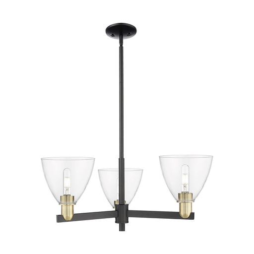 Innovations Bristol 29in 3-Light Pendant | Industrial Black Antique Brass Steel and Clear Glass | Kitchen Island & Dining Room | Model 716-3CR-BAB-GBD-752