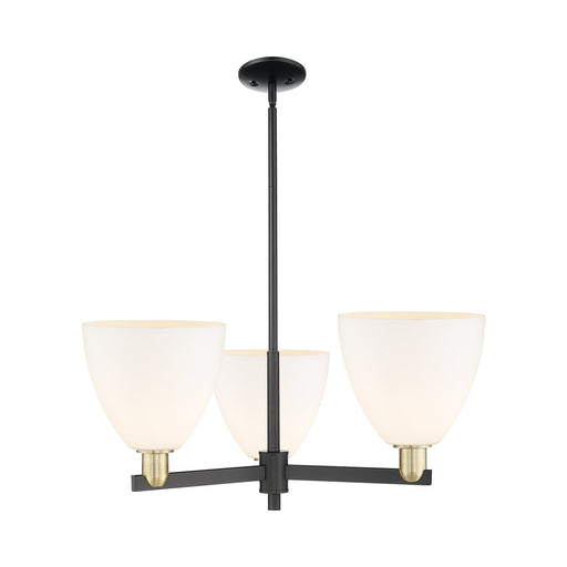 Innovations Bristol 31in 3-Light Pendant | Industrial Black Antique Brass Steel and Matte White Glass | Kitchen Island & Dining | Model 716-3CR-BAB-GBD-91