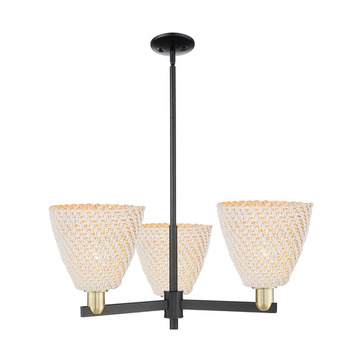 Innovations Bristol Natural 31in 3-Light Pendant | Industrial Black Antique Brass Steel and Natural Fiber Dome Shade | Model 716-3CR-BAB-NBD-9-NAT