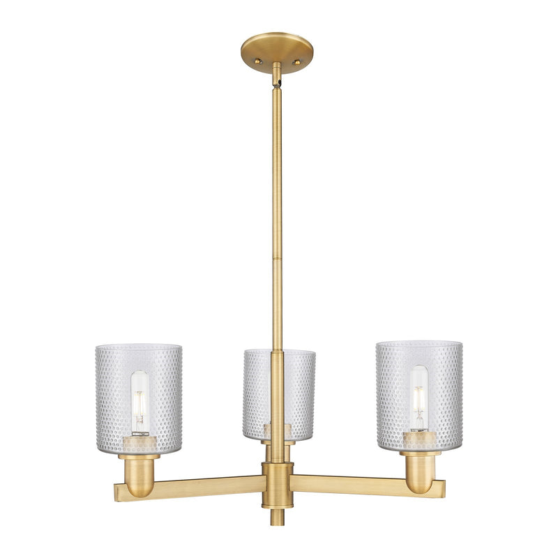 Innovations Cobbleskill 27in 3-Light Pendant | Industrial Brushed Brass Steel and Clear Glass | Kitchen Island & Dining Room | 27 | Model 716-3CR-BB-G112