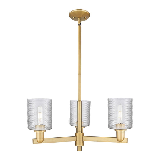 Innovations Cobbleskill 27in 3-Light Pendant | Industrial Brushed Brass Steel and Clear Glass | Kitchen Island & Dining Room | 27 | Model 716-3CR-BB-G112
