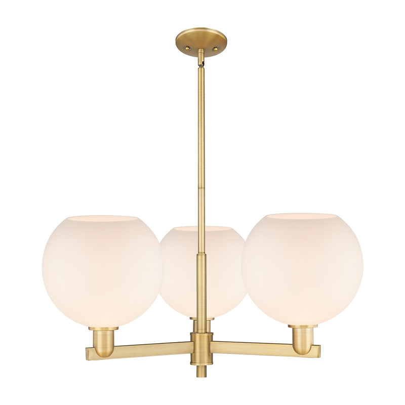 Innovations Athens 32in 3-Light Pendant | Industrial Brushed Brass and Matte White Glass | Kitchen Island & Dining Room | 31.75 | Model 716-3CR-BB-G121-10