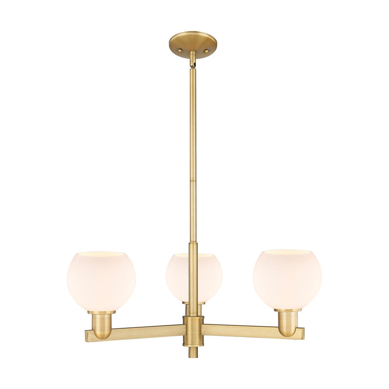 Innovations Athens 28in 3-Light Pendant | Industrial Brushed Brass Steel and Matte White Glass | Kitchen Island & Dining Room | Model 716-3CR-BB-G121-6