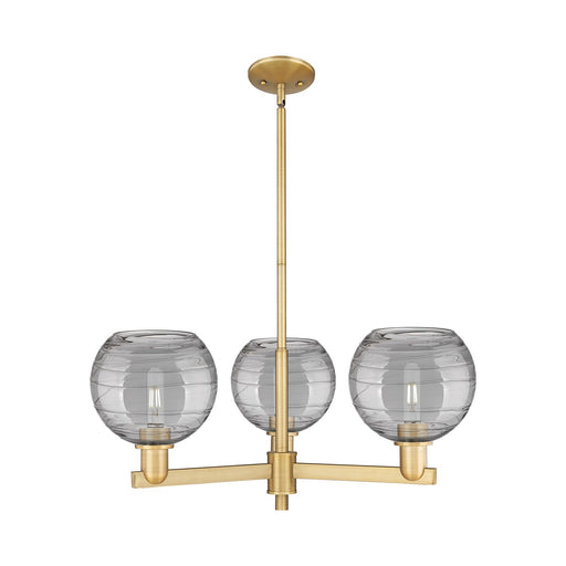 Innovations Athens Deco Swirl 30in 3-Light Pendant | Industrial Brushed Brass and Light Smoke Glass | Kitchen Island & Dining | Model 716-3CR-BB-G1213-8SM