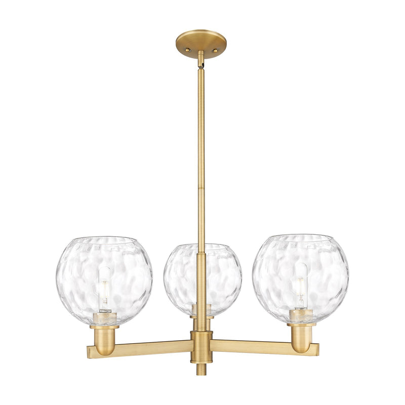 Innovations Athens Water Glass 30in 3-Light Pendant | Industrial Brushed Brass and Clear Glass | Kitchen Island & Dining Room | Model 716-3CR-BB-G1215-8