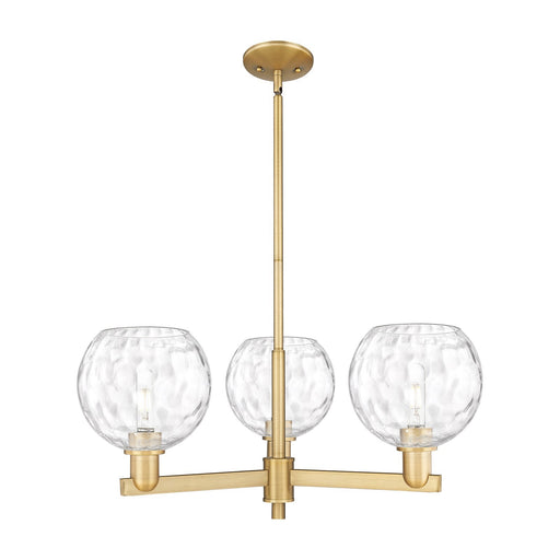 Innovations Athens Water Glass 30in 3-Light Pendant | Industrial Brushed Brass and Clear Glass | Kitchen Island & Dining Room | Model 716-3CR-BB-G1215-8