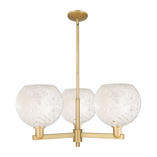 Innovations Lighting Arcadia 32in 3-Light Pendant | Industrial Brushed Brass and White Mouchette Glass | Kitchen Island & | Model 716-3CR-BB-G1216-10WM