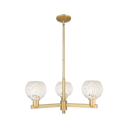 Innovations Lighting White Mouchette 28in 3-Light Pendant | Industrial Brushed Brass and White Mouchette Glass | Kitchen | Model 716-3CR-BB-G1216-6WM