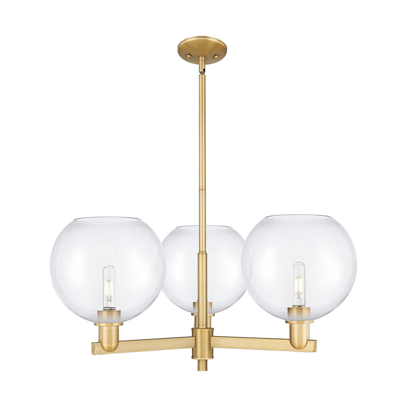 Innovations Athens 32in 3-Light Pendant | Industrial Brushed Brass Steel and Clear Glass | Kitchen Island & Dining Room | 31.75 | Model 716-3CR-BB-G122-10
