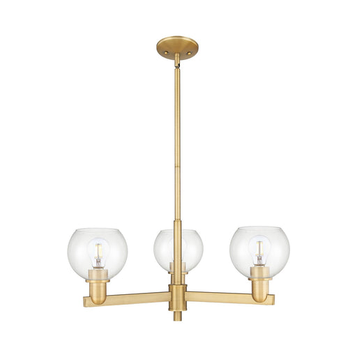 Innovations Athens 28in 3-Light Pendant | Industrial Brushed Brass Steel and Clear Glass | Kitchen Island & Dining Room | 27.62 | Model 716-3CR-BB-G122-6
