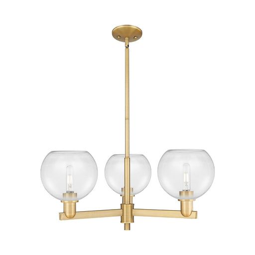 Innovations Athens 30in 3-Light Pendant | Industrial Brushed Brass Steel and Clear Glass | Kitchen Island & Dining Room | 29.75 | Model 716-3CR-BB-G122-8