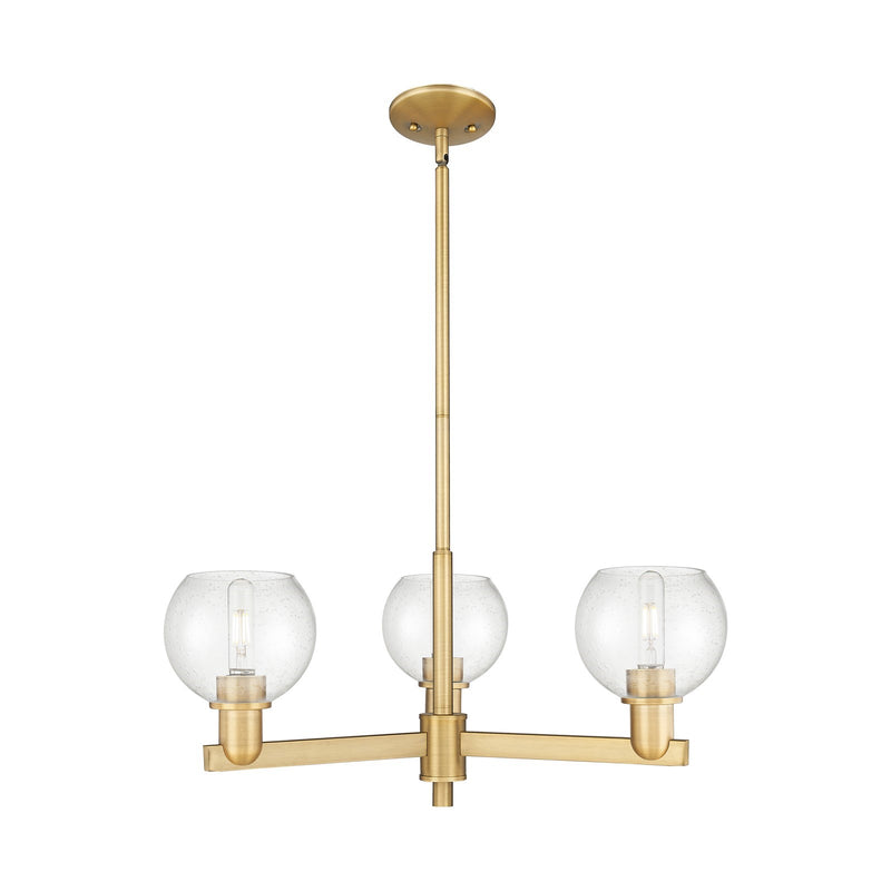 Innovations Athens 28in 3-Light Pendant | Industrial Brushed Brass Steel and Seedy Glass | Kitchen Island & Dining Room | 27.62 | Model 716-3CR-BB-G124-6