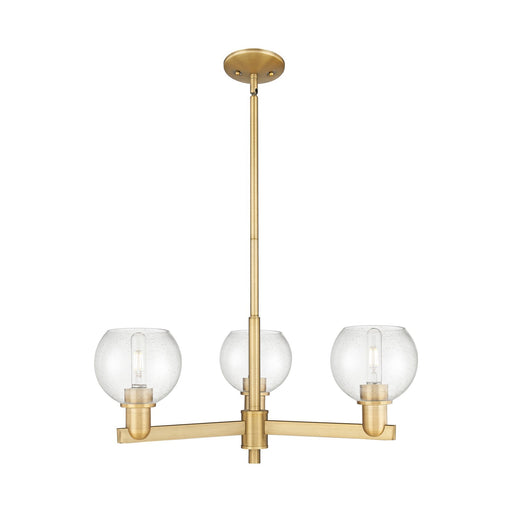 Innovations Athens 28in 3-Light Pendant | Industrial Brushed Brass Steel and Seedy Glass | Kitchen Island & Dining Room | 27.62 | Model 716-3CR-BB-G124-6