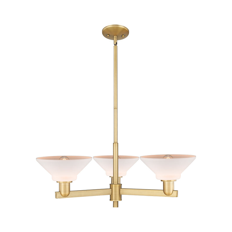 Innovations Orwell 30in 3-Light Pendant | Industrial Brushed Brass Steel and Matte White Glass | Kitchen Island & Dining Room | Model 716-3CR-BB-G131