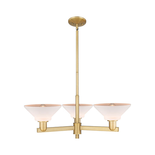 Innovations Orwell 30in 3-Light Pendant | Industrial Brushed Brass Steel and Matte White Glass | Kitchen Island & Dining Room | Model 716-3CR-BB-G131