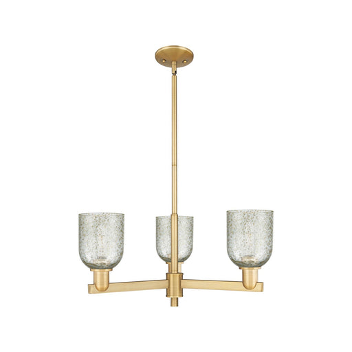 Innovations Caledonia 27in 3-Light Pendant | Industrial Brushed Brass Steel and Mica Glass | Kitchen Island & Dining Room | 26.75 | Model 716-3CR-BB-G259