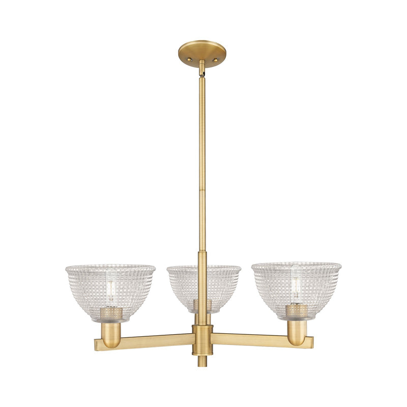Innovations Arietta 30in 3-Light Pendant | Industrial Brushed Brass Steel and Clear Glass | Kitchen Island & Dining Room | 29.75 x | Model 716-3CR-BB-G422