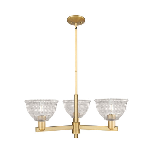 Innovations Arietta 30in 3-Light Pendant | Industrial Brushed Brass Steel and Clear Glass | Kitchen Island & Dining Room | 29.75 x | Model 716-3CR-BB-G422