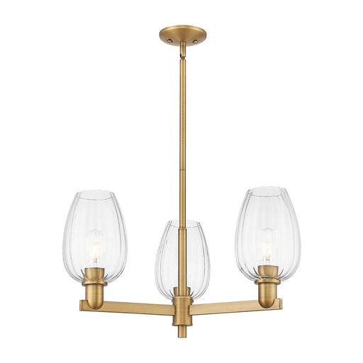 Innovations Preston 3Lt 18" Flute Stem Chandelier, BB/CL - 716-3CR-BB-G457-6CL