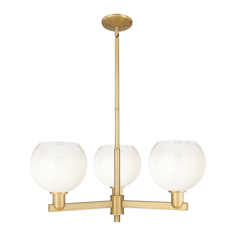 Innovations Brookhaven Globe 29.75in 3-Light Pendant | Industrial Brushed Brass Steel and Opal Glass | Kitchen Island & Dining | Model 716-3CR-BB-G483-8OP