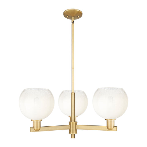Innovations Brookhaven Globe 29.75in 3-Light Pendant | Industrial Brushed Brass Steel and Opal Glass | Kitchen Island & Dining | Model 716-3CR-BB-G483-8OP