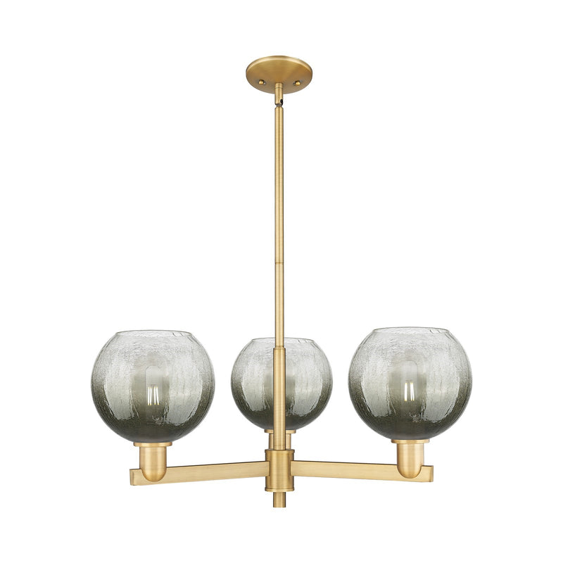 Innovations Brookhaven Globe 30in 3-Light Pendant | Industrial Brushed Brass Steel and Slate Glass | Kitchen Island & Dining | Model 716-3CR-BB-G483-8SL