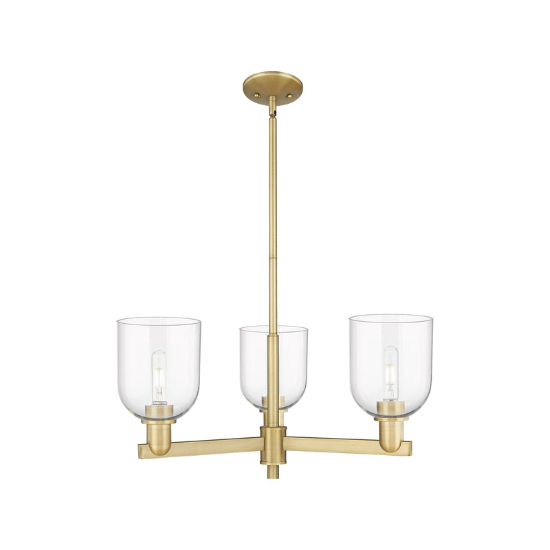 Innovations Bella 27in 3-Light Pendant | Industrial Brushed Brass Steel and Clear Glass | Kitchen Island & Dining Room | 27.25 | Model 716-3CR-BB-G558-6CL