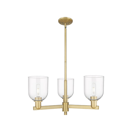 Innovations Bella 27in 3-Light Pendant | Industrial Brushed Brass Steel and Clear Glass | Kitchen Island & Dining Room | 27.25 | Model 716-3CR-BB-G558-6CL