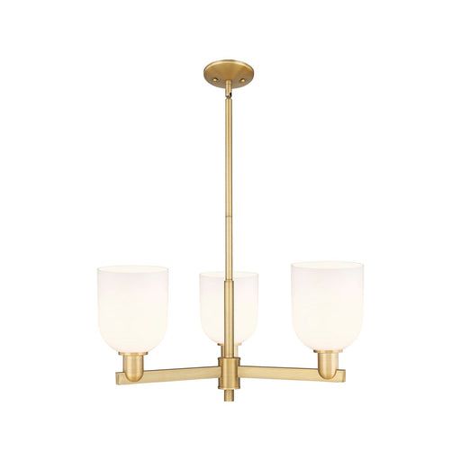 Innovations Bella 27in 3-Light Pendant | Industrial Brushed Brass Steel and White Glass | Kitchen Island & Dining Room | Model 716-3CR-BB-G558-6GWH