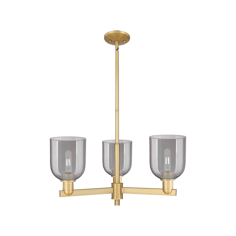 Innovations Bella 27in 3-Light Pendant | Industrial Brushed Brass and Light Smoke Glass | Kitchen Island & Dining Room | 27.25 | Model 716-3CR-BB-G558-6SM