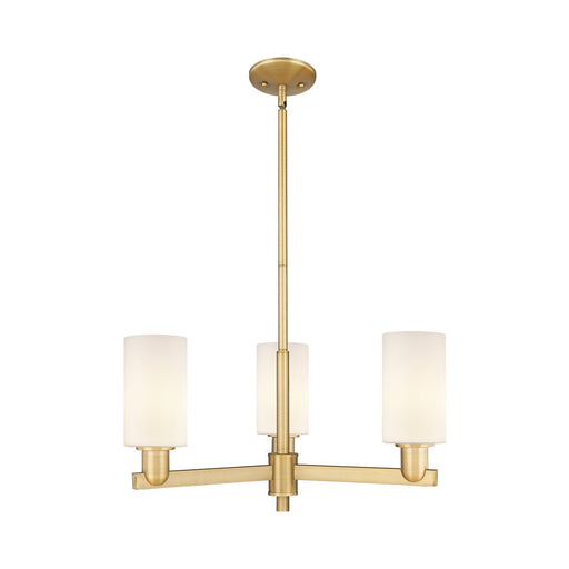 Innovations Clymer 26in 3-Light Pendant | Industrial Brushed Brass and Matte White Glass | Kitchen Island & Dining Room | 25.62 x | Model 716-3CR-BB-G801