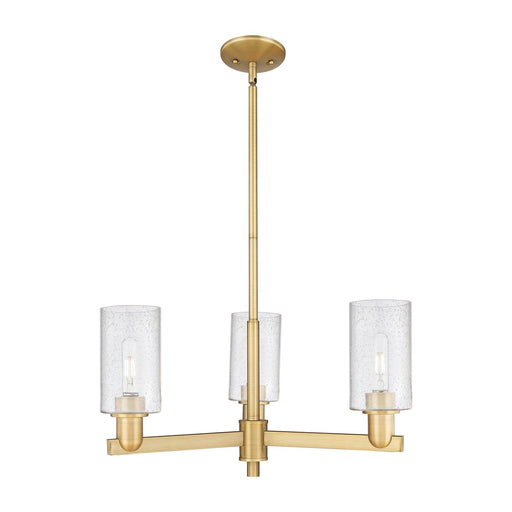 Innovations Clymer 26in 3-Light Pendant | Industrial Brushed Brass Steel and Seedy Glass | Kitchen Island & Dining Room | 25.62 x | Model 716-3CR-BB-G804