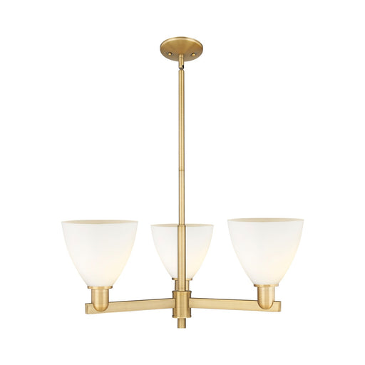 Innovations Bristol 29.25in 3-Light Pendant | Industrial Brushed Brass Steel and Matte White Glass | Kitchen Island & Dining | Model 716-3CR-BB-GBD-751