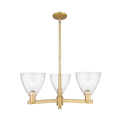 Innovations Bristol 29in 3-Light Pendant | Industrial Brushed Brass Steel and Seedy Glass Dome Shade | Kitchen Island & Dining | Model 716-3CR-BB-GBD-754