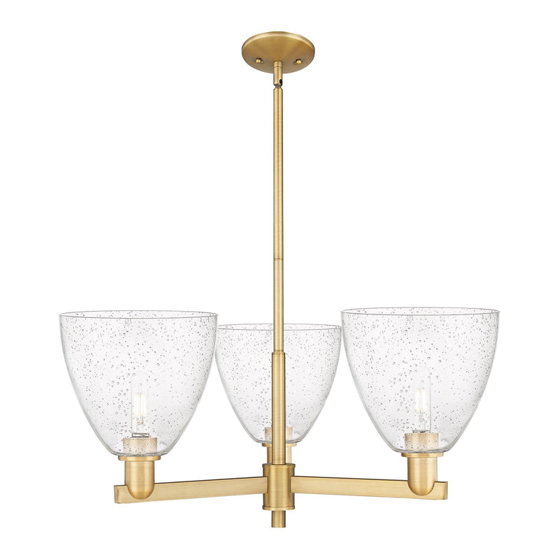 Innovations Bristol 31in 3-Light Pendant | Industrial Brushed Brass Steel and Seedy Glass Dome | Kitchen Island & Dining Room | Model 716-3CR-BB-GBD-94