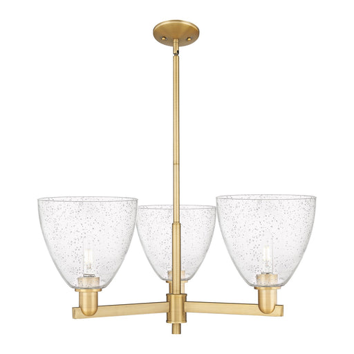 Innovations Bristol 31in 3-Light Pendant | Industrial Brushed Brass Steel and Seedy Glass Dome | Kitchen Island & Dining Room | Model 716-3CR-BB-GBD-94