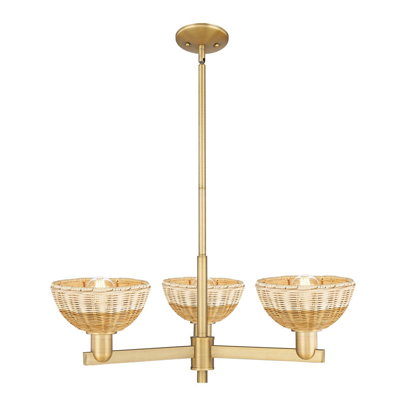 Innovations Natural Ballston Dome 18in 3-Light Pendant | Farmhouse Brushed Brass and Natural Fiber Basketweave | Kitchen | Model 716-3CR-BB-NBD2-75-NAT