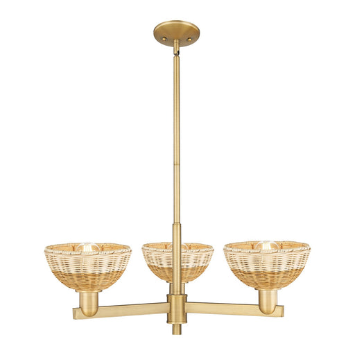 Innovations Natural Ballston Dome 18in 3-Light Pendant | Farmhouse Brushed Brass and Natural Fiber Basketweave | Kitchen | Model 716-3CR-BB-NBD2-75-NAT