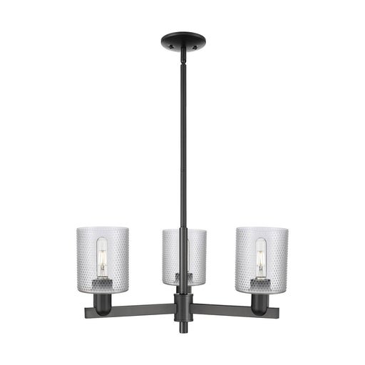 Innovations Cobbleskill 27in 3-Light Pendant | Industrial Matte Black Steel and Clear Glass | Kitchen Island & Dining Room | 26.75 | Model 716-3CR-BK-G112