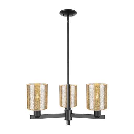 Innovations Cobbleskill 27in 3-Light Pendant | Industrial Matte Black Steel and Mercury Glass | Kitchen Island & Dining Room | Model 716-3CR-BK-G116