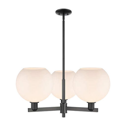Innovations Athens 32in 3-Light Pendant | Industrial Matte Black Steel and Matte White Glass | Kitchen Island & Dining Room | Model 716-3CR-BK-G121-10