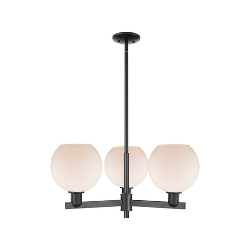 Innovations Athens 30in 3-Light Pendant | Industrial Matte Black Steel and Matte White Glass | Kitchen Island & Dining Room | Model 716-3CR-BK-G121-8