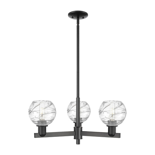 Innovations Athens Deco Swirl 27.625in 3-Light Pendant | Industrial Matte Black Steel and Clear Deco Swirl Glass | Kitchen | Model 716-3CR-BK-G1213-6CL