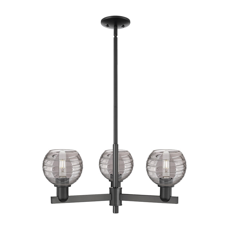 Innovations Athens Deco Swirl 27.62in 3-Light Pendant | Industrial Matte Black Steel and Light Smoke Glass | Kitchen Island & | Model 716-3CR-BK-G1213-6SM