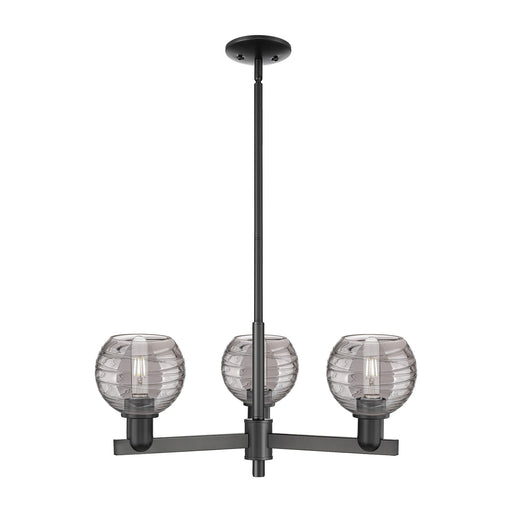 Innovations Athens Deco Swirl 27.62in 3-Light Pendant | Industrial Matte Black Steel and Light Smoke Glass | Kitchen Island & | Model 716-3CR-BK-G1213-6SM